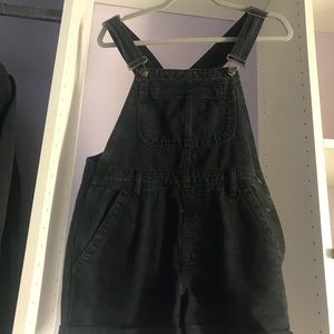Black overall shorts